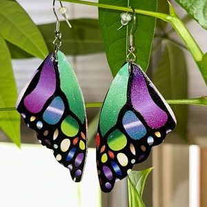 New Butterfly Wing Earrings Purple Green 🦋